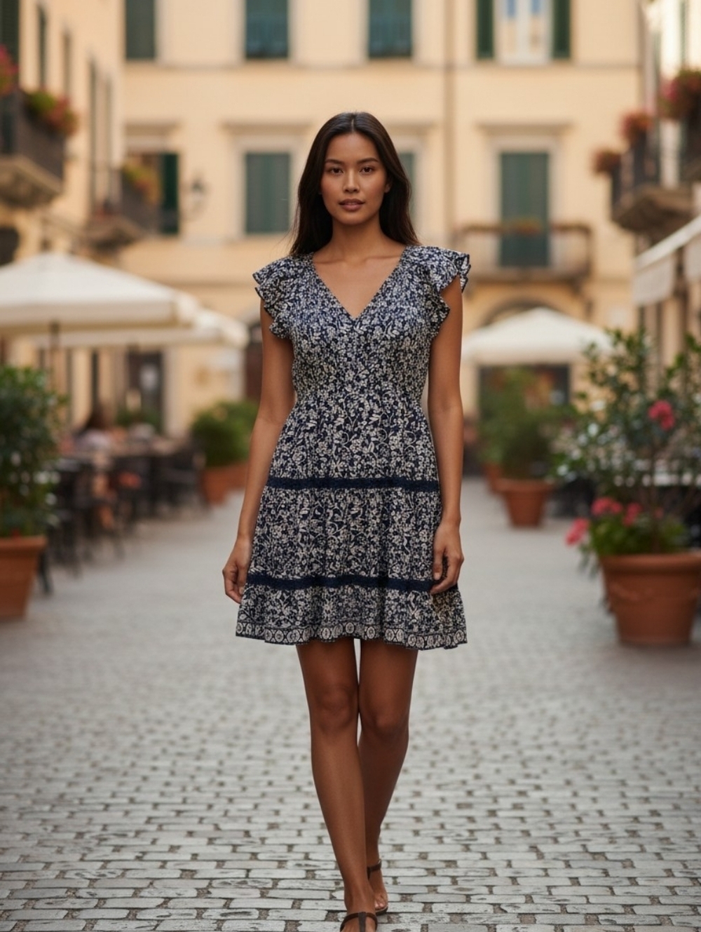 Angie Floral Smocked Mini Dress | Medium